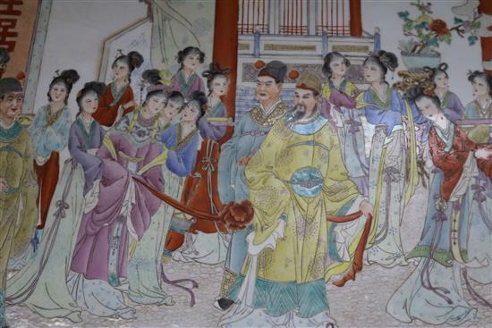 A large Chinese famille rose plaque of an Imperial wedding